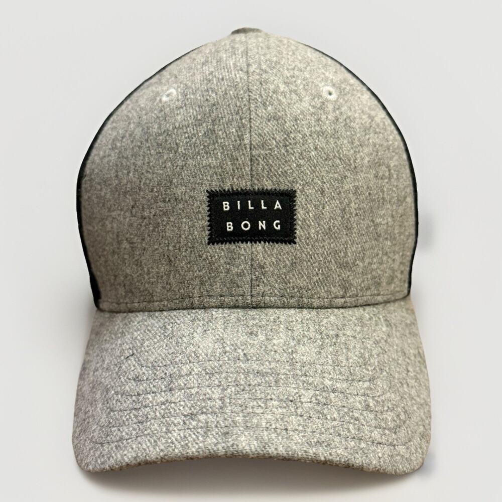 Billabong Mens Gray Trucker Mesh Wool Blend Adjustable SnapBack Hat Baseball Cap